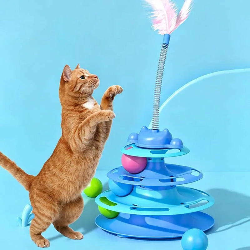 PURRNIMBLE Feather Wand Turntable — Self-Play Magic for the Curious Indoor Cat