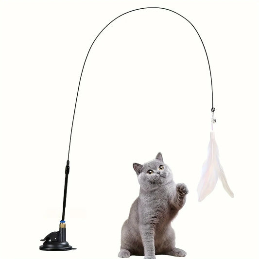 PURRNIMBLE Bell & Feather Wand — Suction-Cup Teaser for Playtime That Never Gets Old