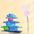 PURRNIMBLE Feather Wand Turntable — Self-Play Magic for the Curious Indoor Cat